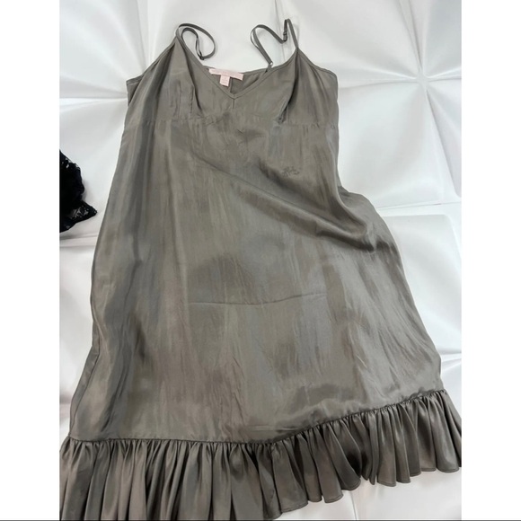 Rebecca Taylor Sz 2 Black Lace V Neck Bell Sleeve Exposed Pleated Slip xs Dress - Picture 8 of 13